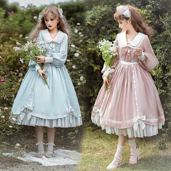 楽天市場】ロリータ ワンピース ロリータワンピース ヘッドドレス 長袖  