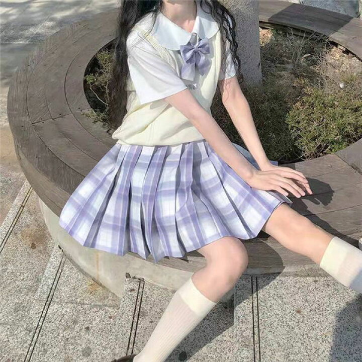 楽天市場】制服スカート チェック柄 ミニスカートパープル ピンク XS 