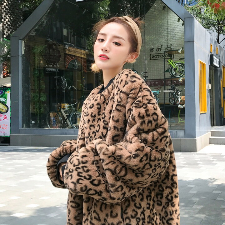 レディース ヒョウ柄ファーコート韓国ファッション 本日まで！コート  