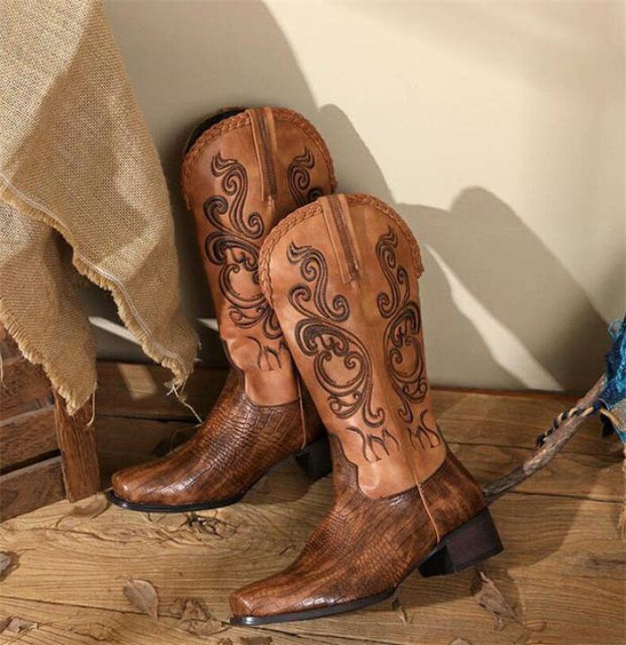 ブラウン刺繍ウエスタンブーツ【トニーラマ】 け 