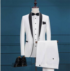紳士スーツセット メンズスーツ 1ツボタン メンズ ビジネススーツ 2ピーススーツ 忘年会 司会者 白 結婚式 スーツ 花婿スーツ
