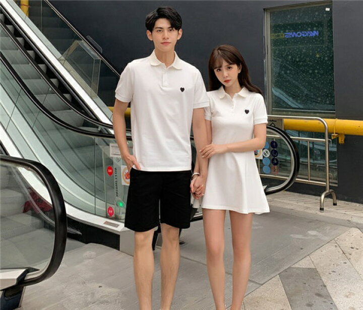 楽天市場 カップル お揃い服 ペアルック 春 夏 シャツ ワンピース カシュクール Tシャツ おそろ 韓国服 お洒落 ペアルック メンズ レディース 黒 白 彼氏 彼女 無地tシャツ S M L Xl 2xl Dk010g4g4d4 パーティードレス通販 Glorypark