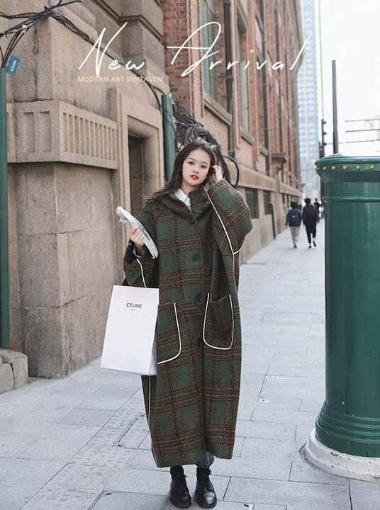 楽天市場】ロングコート フード付き チェック柄 レディース 中綿コート  