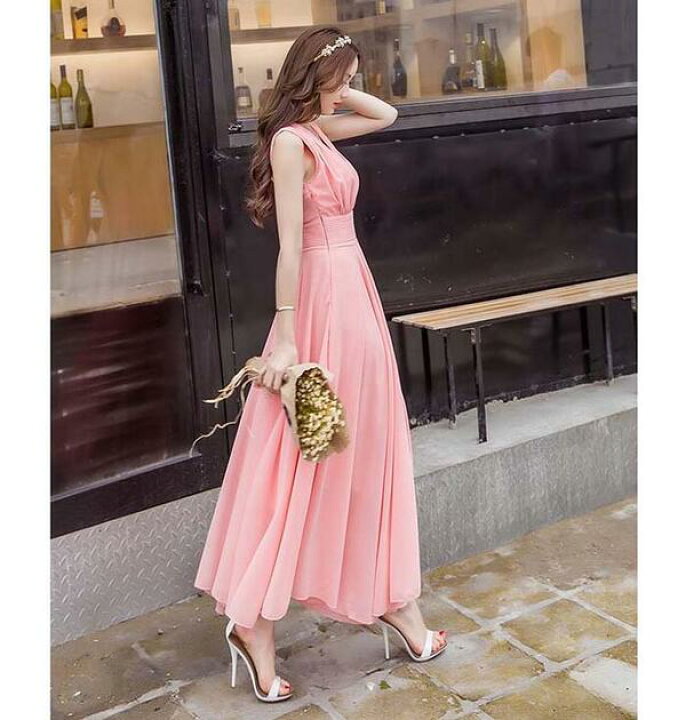 楽天市場 マキシワンピース マキシ丈 ピンク ブラック グリーン Vネック ボヘミア風 無地 シフォン ビーチ 女性らしさ溢れる 夏ワンピ ビーチ 旅行 海デート リゾート 大人可愛い S M L Xl 2xl 3xl 4xl 5xl D1090s1s1d4 パーティードレス通販 Glorypark