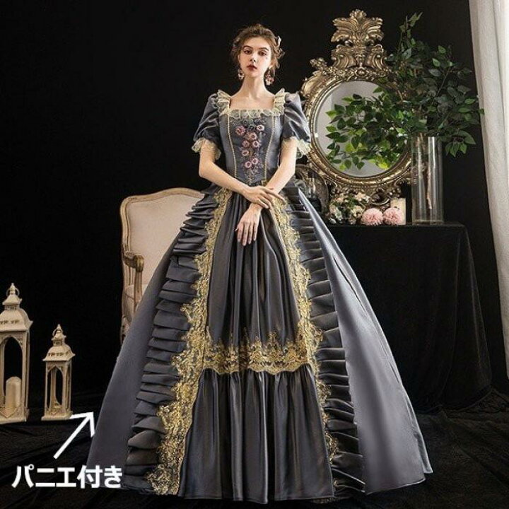 楽天市場 貴族 ドレス ステージ衣装 舞台衣装 中世貴族風 お姫様ドレス 宮廷 お嬢様 貴族ドレス パーティー Cosply 中世 編み上げタイプ 演奏会 ロングドレス ワンピース 刺繍 プリンセスライン フリル Aライン グレーda749s1s1d4 パーティードレス通販 Glorypark