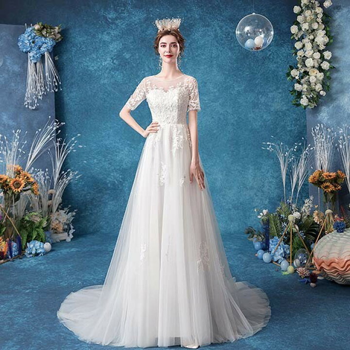 楽天市場】ウエディングドレス ドレス 二次会ドレス 披露宴 スレンダー  