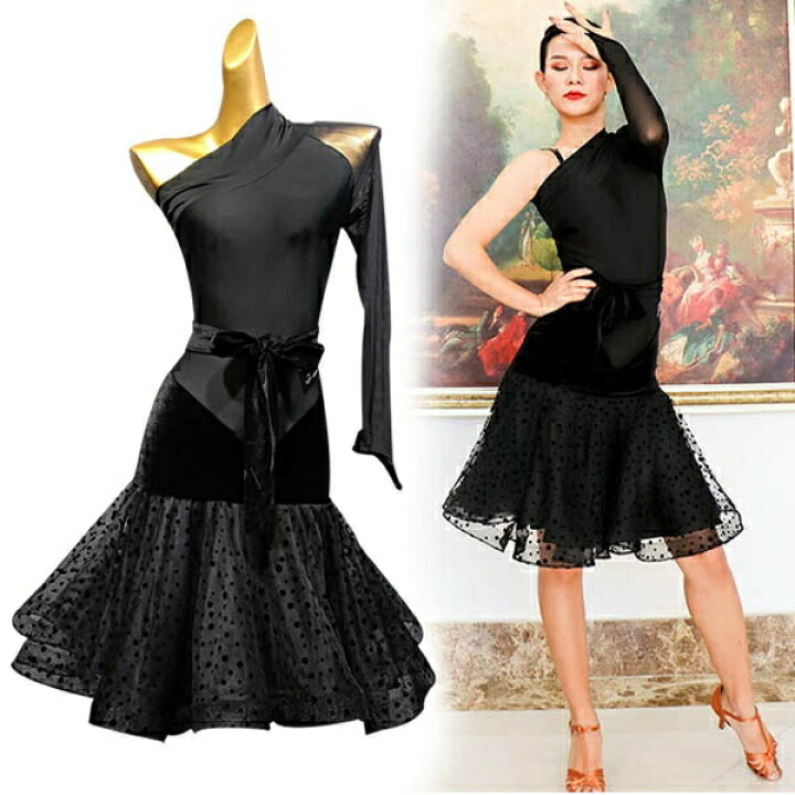 楽天市場】社交ダンス ラテンドレス 袖付き 肩出し ラテンダンス  