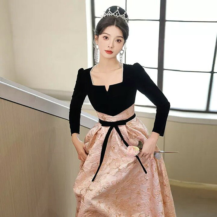 上品！ イブニングドレス 黒 ロング ファスナー 可愛い（楽天市場  