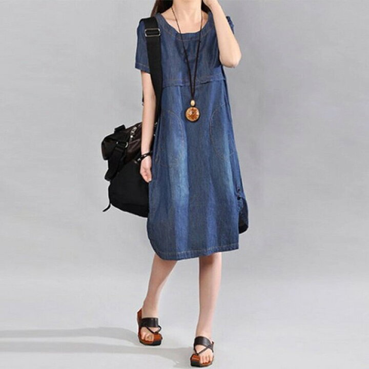 楽天市場】デニム ワンピース 夏用 夏服 膝丈ワンピース レディース 