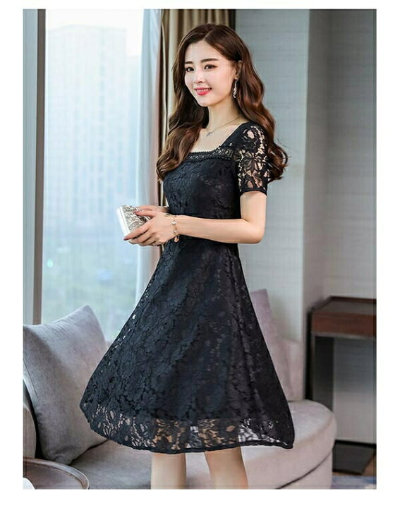 楽天市場】レースワンピース ぽっちゃり 袖あり 膝丈 シースルー A  