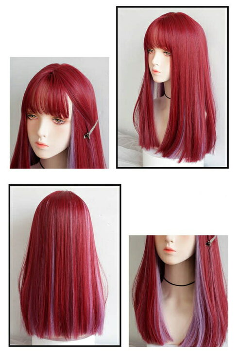 楽天市場 フルウィッグ ロング レディース ピンク パープル メッシュ 紫 赤 ウィッグ 仮装 超自然 エクステ かつら Wig ロリータ Lolita コスプレ ハロウィン レイヤー 小顔 原宿系 耐熱ウィッグ Dp051x1x1d4 パーティードレス通販 Glorypark