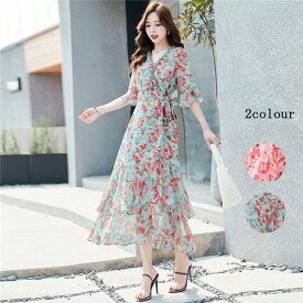 楽天市場 リゾートワンピ 花柄 カラーレッド ワンピース レディースファッション の通販