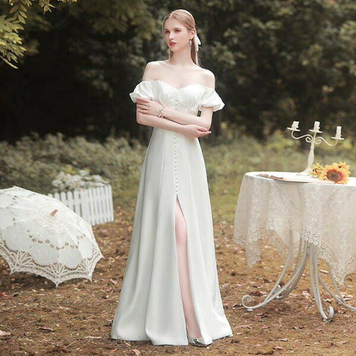 楽天市場】ウェディングドレス アイボリー ロングドレス オフ  