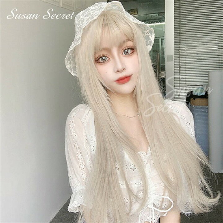 楽天市場】ウィッグ ゴールド系 自然 通気 ウィッグ 前髪 ロング wig 