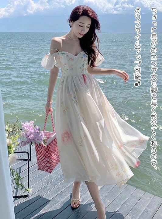 楽天市場】ワンピース レディース オフショルダー 韓国 大人可愛い 花  