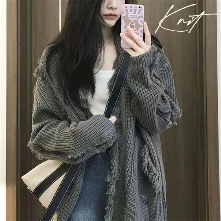 楽天市場】ニットカーディガン 秋冬 ゆったり セーター ざっくり  