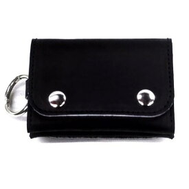 野球グローブの革製 三つ折り財布 コンパクトウォレット シンプル版 ブラック