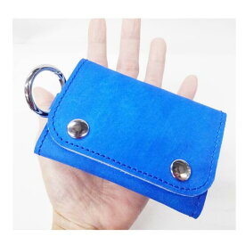 野球グローブの革製 三つ折り財布 コンパクトウォレット シンプル版 ブルー