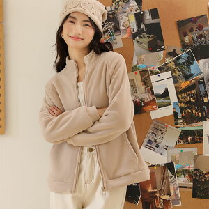 【送料無料】 ボアジャケット レディース アフター 無地 立ち襟 ファスナ開き 長袖 厚手 ポケット付き トップス カジュアル もこふわ ゆったり シンプル 女性 防寒 厚手 春秋冬 ボアコート