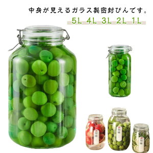 果実酒瓶 密封瓶 ガラス 2L 梅酒瓶 取っ手付き 調味料入 1L 密封瓶 密封びん 3L 5L 梅ジュース 密封保存 大容量 キャニスター 保存容器 手作り 梅瓶 保存瓶 熱湯OK 洗いやすい キッチン用品 梅酒