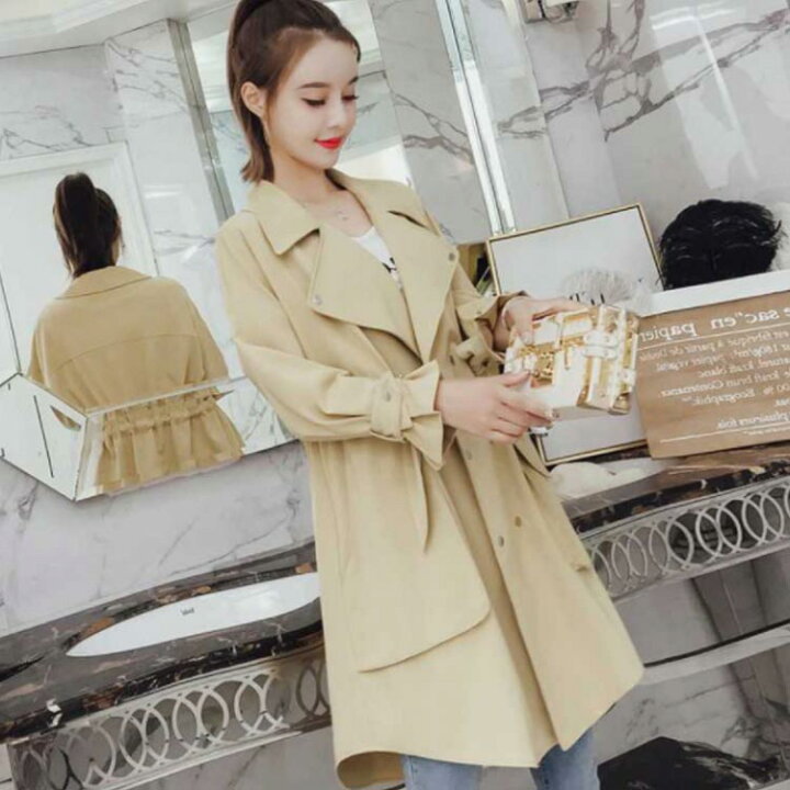 楽天市場 送料無料スプリングコート レディース トレンチコート ロングコート コートアウター 春コート 長袖 春物 春服 トレンド お洒落 かわいい カジュアル シンプル 春新作 ギュリック