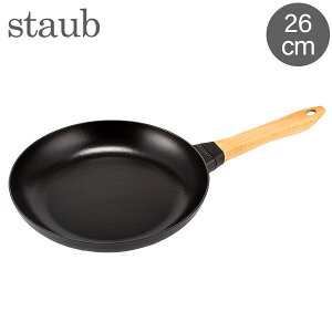 �X�g�E�u �� Staub �E�b�h�n���h�� �t���C�p�� 26cm NUEVA SARTEN MANGO DE MADERA redonda �z�[���[ �L�b�`���p�i 40511-952 �u���b�N Black