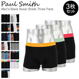 ポールスミス PAUL SMITH メンズ ボクサーパンツ 3枚セット 914C パンツ アンダーウェア 下着 おしゃれ Men's Black Boxer Briefs 3 Pack