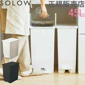 ソロウ SOLOW ゴミ箱 ごみ箱 ダストボックス 45L ペダルオープンツイン GSLW00 ペダル付き キャスター付き スリム 角型 キッチン おしゃれ