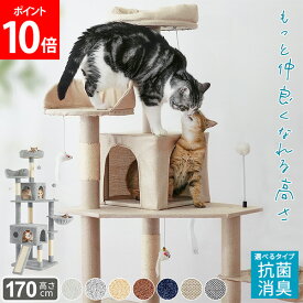 ＼店内、SS限定SALE開催中／ キャットタワー 据え置き B 選べるタイプ 抗菌消臭 猫タワー スリム 省スペース ハンモック 高さ170cm 爪とぎ 防ダニアレルギー 猫家具 多頭飼い 安定設計 室内 遊具 キャットツリー ペット用品 AIFY アイフィー
