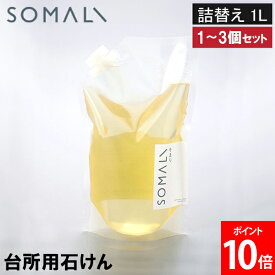 ＼店内、マラソンSALE開催中／ ソマリ SOMALI 台所用複合石けん 詰替え 1L 食器用洗剤 1個 2個 3個 セット 台所用石けん 詰替え 1000mL キッチン洗剤 弱アルカリ性 手荒れ 植物由来 洗浄成分 食器 調理器具 用 日本製 まとめ買い 買い置き 41166