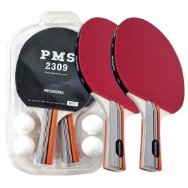 シェイク ハンド 卓球ラケット セット PMS 2309 (ラケット2個+卓球ボール4個)