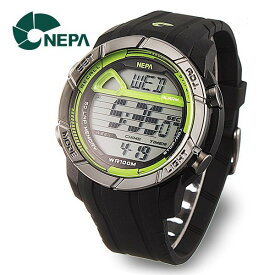 ネパ NEPA 50ラップメモリー8アラーム 防水 電子 軍人時計 N235-GREEN