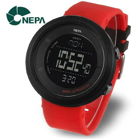 ネパ NEPA ワールドタイム ジョギング 防水 電子 軍人時計 N338A-RED