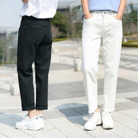 東大門スタイル メンズ 綿ズボン ワイドパンツ 韓国生産 ウォッシング綿 カッティング ワイドパンツ FT1031
