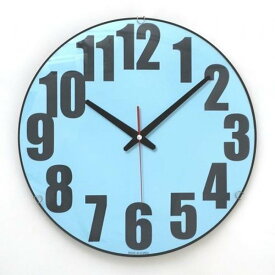 1800-9939 桃色 カラー グラス 静音 壁掛け時計(ブルー)