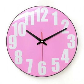 1800-9939 桃色 カラー グラス 静音 壁掛け時計(ピンク)