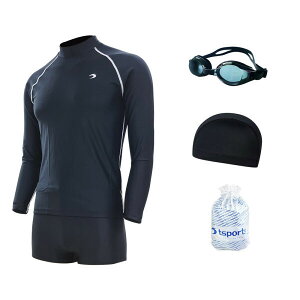 Men/Swimsuit/Shorts/Long Sleeve/Rash Guard/Set/Large/23042+24061