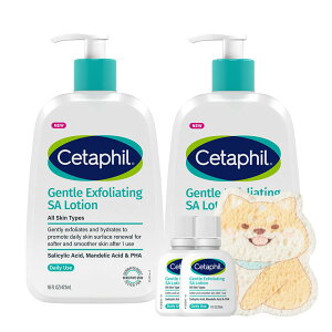 Cetaphil Rough & Bumpy Skin Exfoliating Non-Sticky SA Lotion 473ml (2 bottles) + Exfoliating SA Lotion 29ml (2 bottles) + Free Shower Sponge
