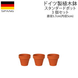 ドイツ製 テラコッタ 植木鉢 シンプル スタンダードポット 直径5.7cm(内径5cm)サイズ テラコッタ色 3個セットA05 SPANG スパング (メーカー在庫限り廃番)