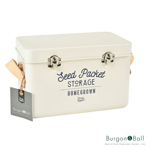 | K[fjOp [{bNX  ^ U[nh V[hpPbg Xg[W Xg[ Leather Handled Seed Packet Storage Tin Burgon&Ball o[S{[