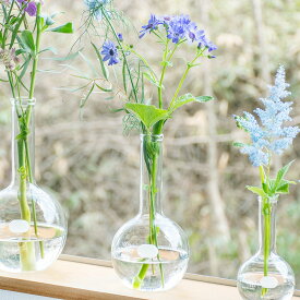 花瓶 フラワーベース 日本製ガラス シンプル 花器 理化学品 HARIO ハリオ 平底フラスコ 300mL