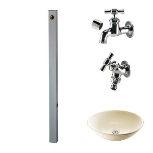 ウォータービュー コンビ コンビポール(2口) + 蛇口シルバー + 陶器パン(グローリー) セット 【TOYO・東洋工業】 【メーカー取り寄せ品】