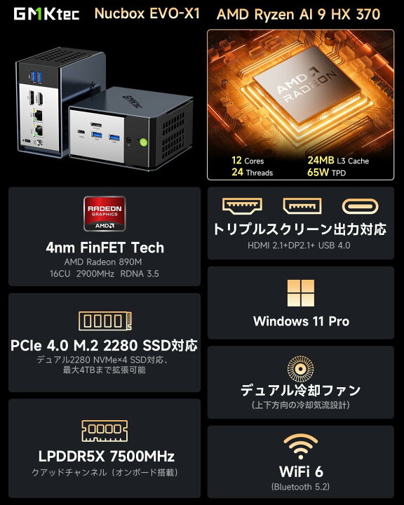 楽天市場】【クーポンで148,105円】GMKtec EVO-X1 AI PC AMD Ryzen AI 