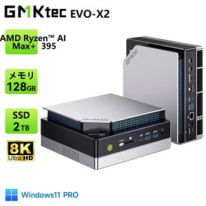 GMKtec EVO-X2 �~�jPC Ryzen AI Max+ 395���� 16�R�A32�X���b�h 5.1GHz TDP140W Radeon 8060S Graphics 128GB LPDDR5X 8000MHz 2TB PCIe 4.0 M.2 2280 SSD USB4 WiFi7 8K 4��ʏo�� ���^PC �����\ Windows11 Pro Bluetooth5.4 8K �����\ AIPC