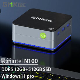 GMKtec g2 ミニpc 【最新第12世代 N100 DDR5 12GB+512GB SSD】 mini pc Windows11 Pro minipc 4コア/4スレッド 7nm 3.4GHz WIFI6/BT5.2 TDP 15W 小型pc SATA（PCIe3.0） LANポート 4KHD 3画面出力 HDMI 静音性
