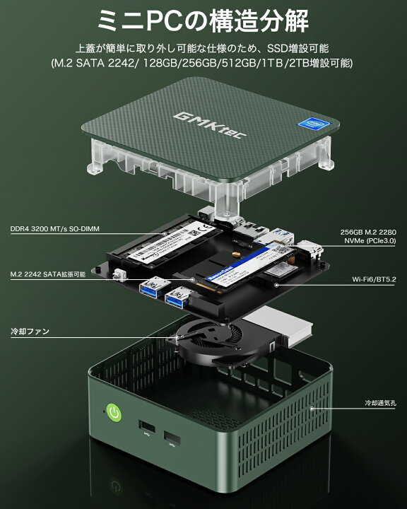 楽天市場】【5,000円OFF 8/11迄】GMKtec g3【ミニpc Intel N100 DDR4 