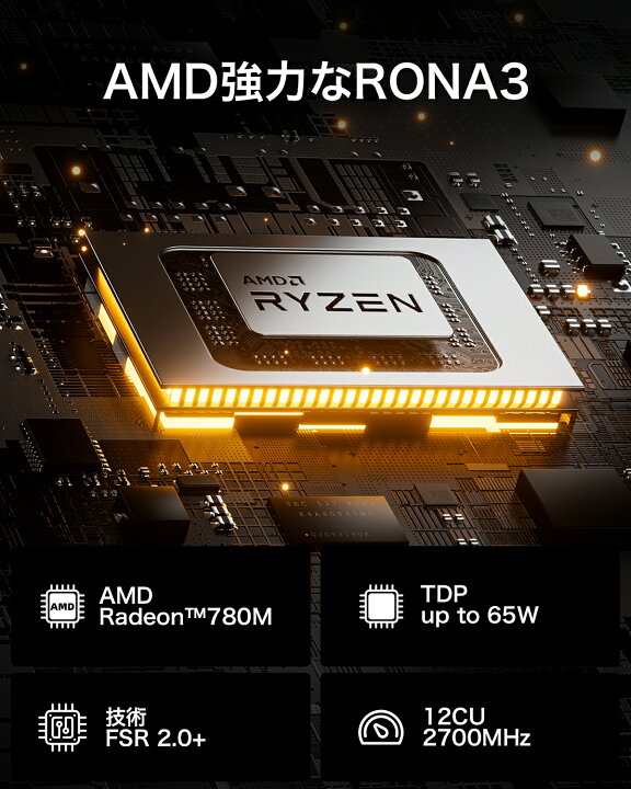 楽天市場】GMKtec ミニpc 【AMD Ryzen 7 7840HS 32GB(16GB*2) DDR5 1TB 