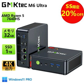 【SS期間限定特価】GMKtec M6 Ultra ミニPC AMD Ryzen 5 7640HS 6コア12スレッド 最大5.0GHz Windows11 Pro Radeon 760M DDR5 16GB/32GB 512GB/1TB SSD 最大128GB 16TB拡張 USB4 40Gbps Wi-Fi 6E Bluetooth5.2 2.5Gbps LAN*2 3画面8K minipc ゲーミング PC mini pc
