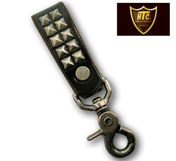 HTCUSA#BIKER#PYRAMIDKEYHOLDER(エイチティーシーバイカーピラミッドキーホルダー)NICKELSTUDS(ニッケルスタッズ)BLACKLEATHER(ブラックレザー)