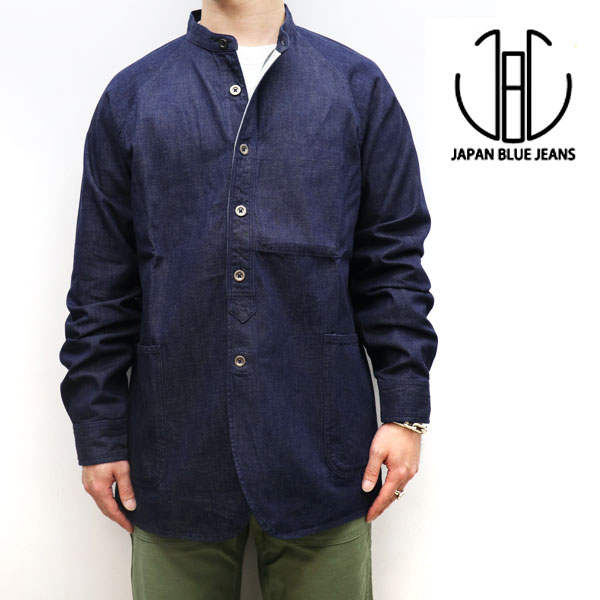 ジャパンブルージーンズ　スタンドカラーシャツジャケット 8oz ミリタリー デニム【 J3501J01 】(インディゴ) JAPAN BLUE  JEANS　デニムジャケット　バンドカラーシャツジャケット　ノーカラージャケット綿100％　日本製　JAPANBLUE インディゴ | ＧＭＭＳＴＯＲＥ